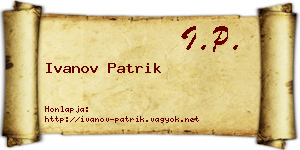 Ivanov Patrik névjegykártya